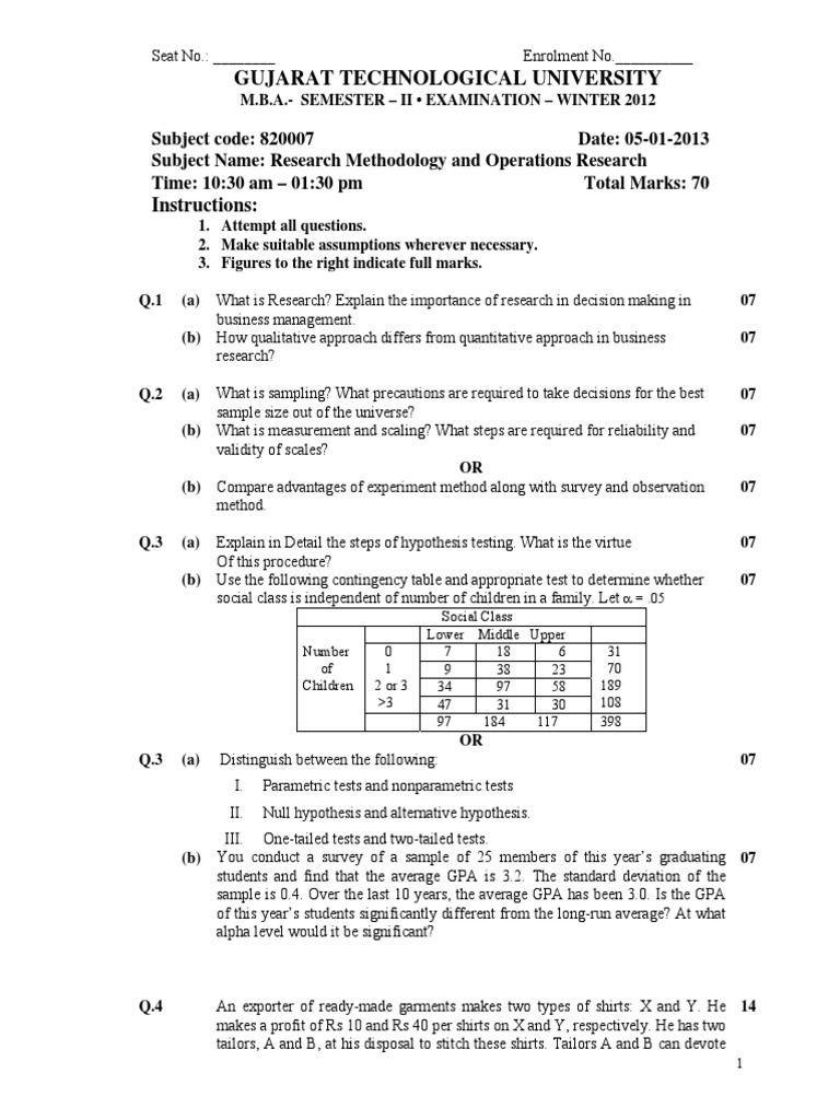 research methodology gtu paper