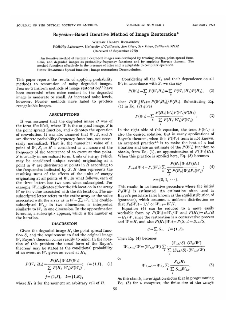 Bayesian Image Restoration Method | PDF