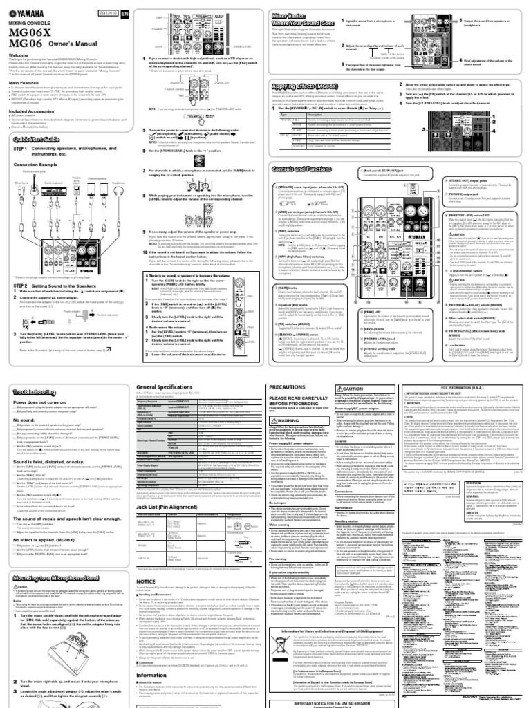 Yamaha MG06X/MG06 - Owner's Manual | PDF | Electrical Connector