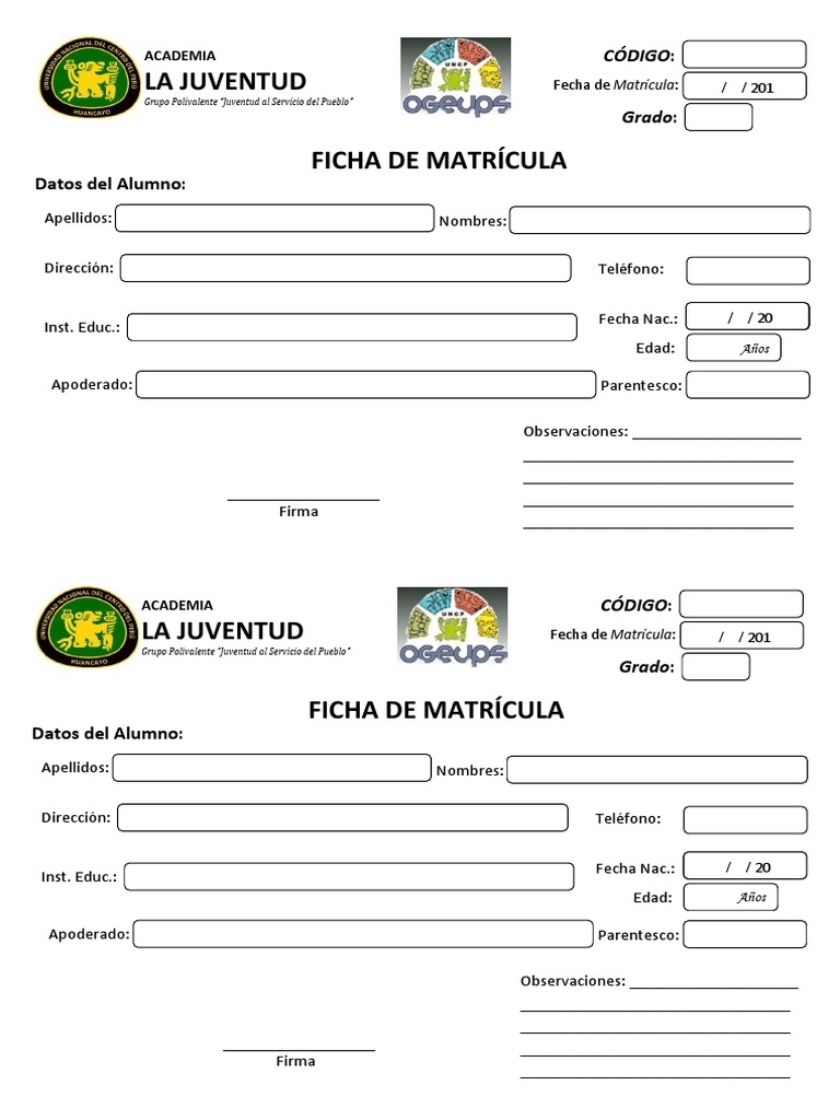 Ficha de Matrícula Escolar 2023 | PDF