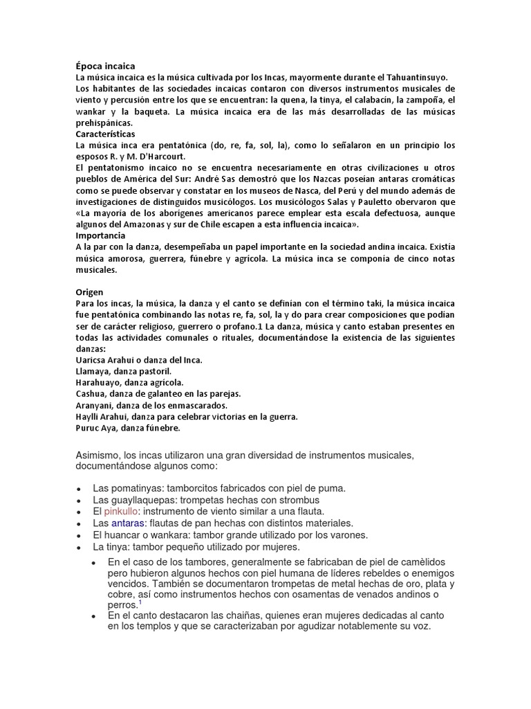 La Música Incaica Otro Imperio Inca Cultura (general)