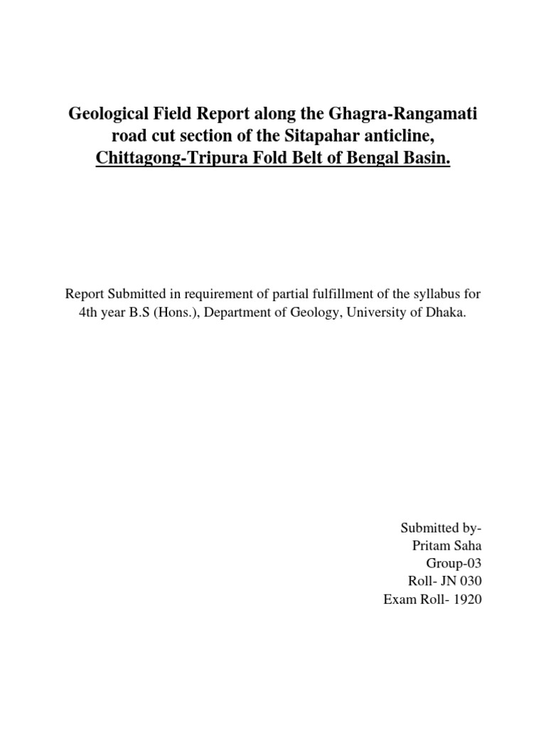 Geological Field Report Along The Ghagra-Rangamati Road Cut Section of ...