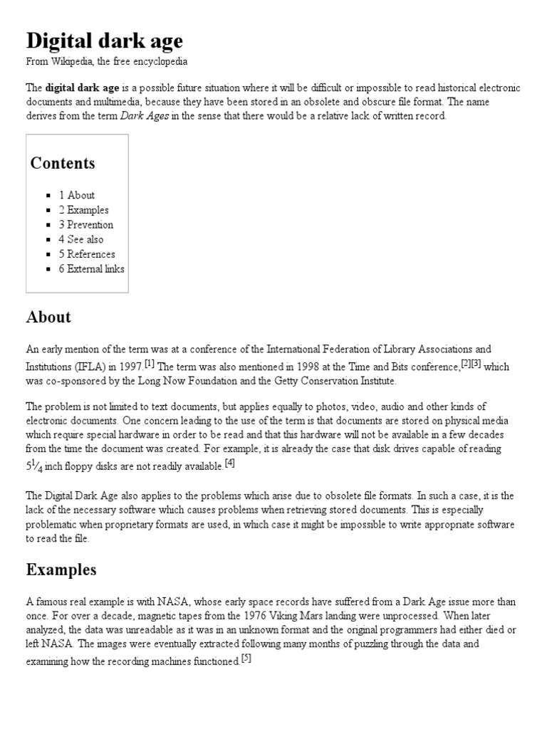 Digital Dark Age Wikipedia, The Free Encyclopedia PDF Digital