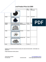 General Product Price List 2009: Code Product Unit Bulk