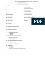 Guia de Estudios para El Examen Extraudinario de Español de Tercer Grado