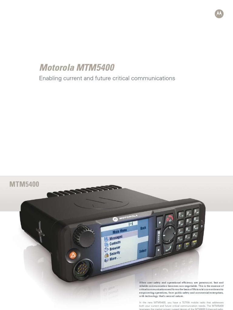 Motorola MTM5400 Brochure Usb Bluetooth
