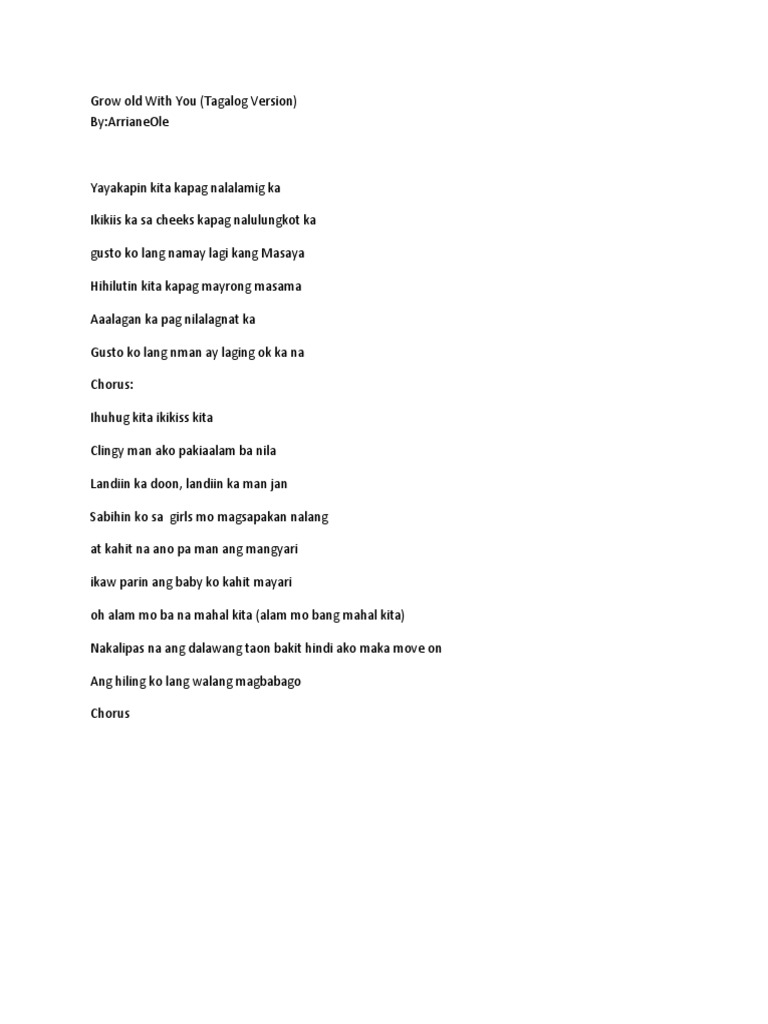 Grow Old With You Lyrics Tagalog Version - lem-burs