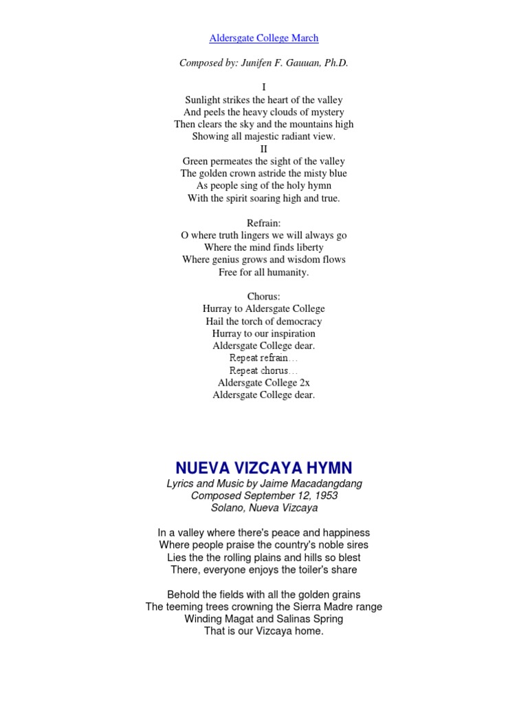 Aldersgate College March | PDF | Poetry