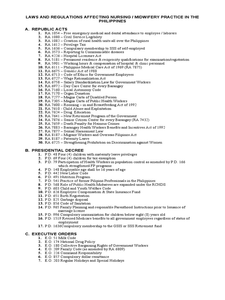 Nursing and Midwifery Laws in the Philippines | PDF | Nursing | Labor
