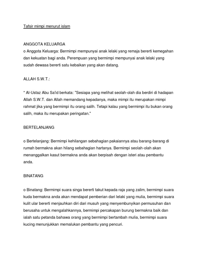 Tafsir Mimpi Menurut Islam Pdf