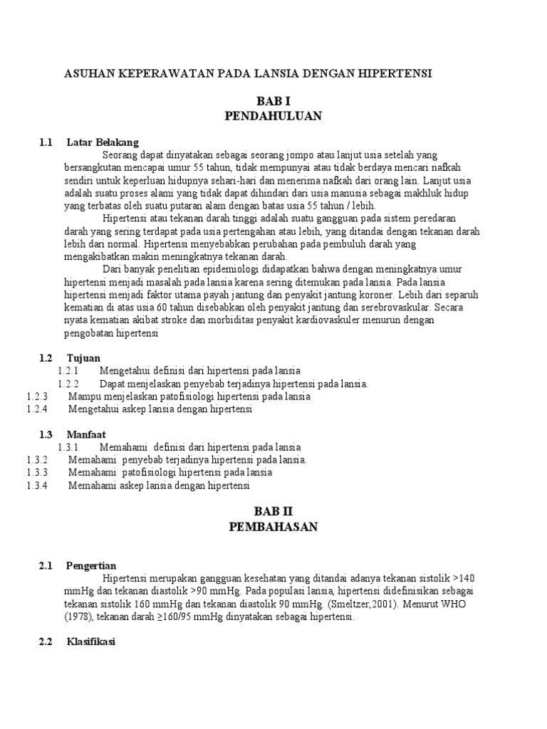 Contoh Askep Hipertensi Pada Lansia Pdf Barisan Contoh