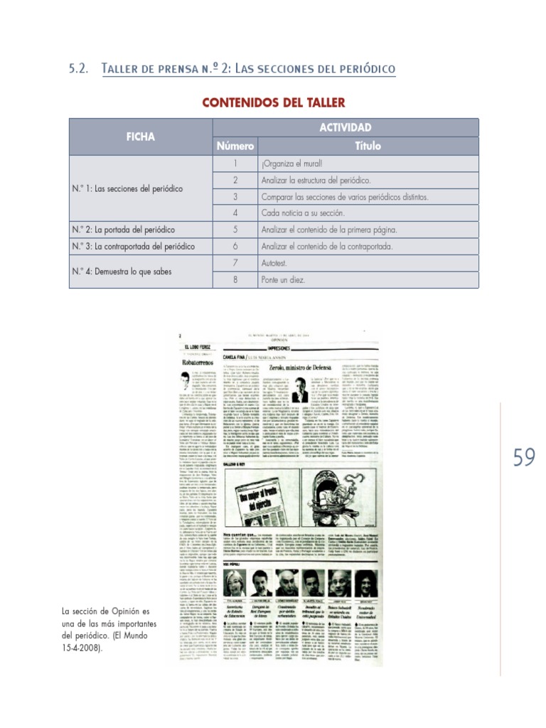 secciones periodico Periódicos Publicación