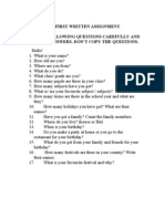 The First Written Assignment Read The Following Questions Carefully and Write The Answers. Don'T Copy The Questions