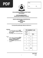 Answer Scheme For Form 2 English Mid-Year 2014 Examination