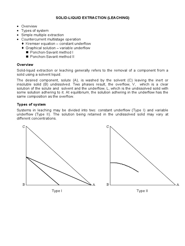 Solid Liquid Extraction Leaching | PDF | Solution | Chemical Process ...