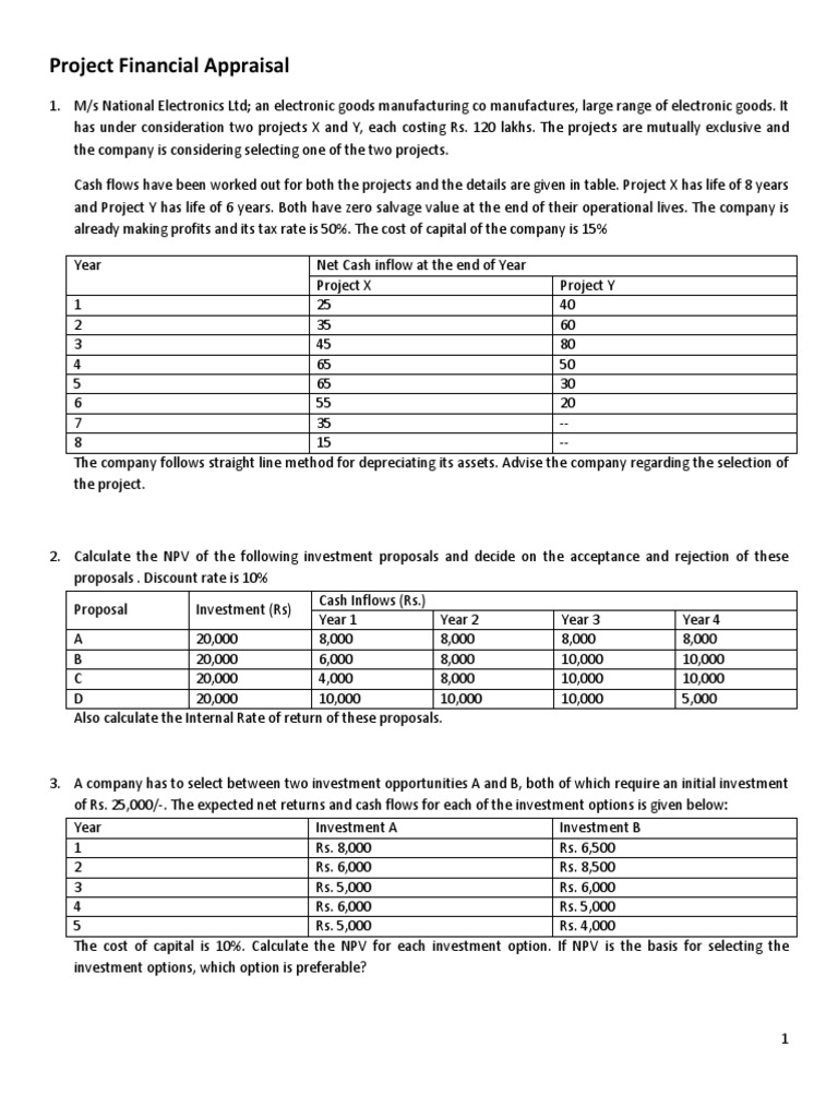 Project Financial Appraisal Analysis | PDF | Depreciation | Net Present ...