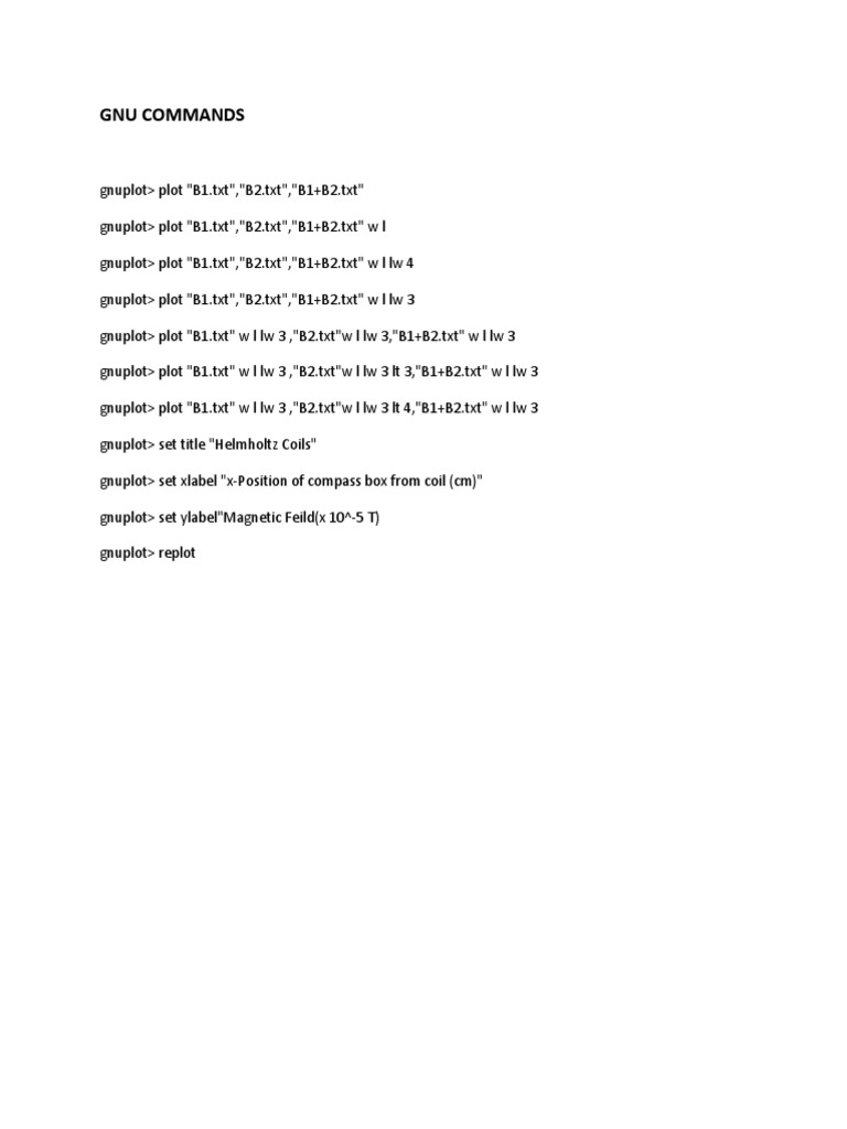 Gnuplot Commands for 3D Plotting | PDF | Computers