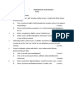 EB 3306: Environmental Biotechnology Test 1 Answer ALL The Following Questions