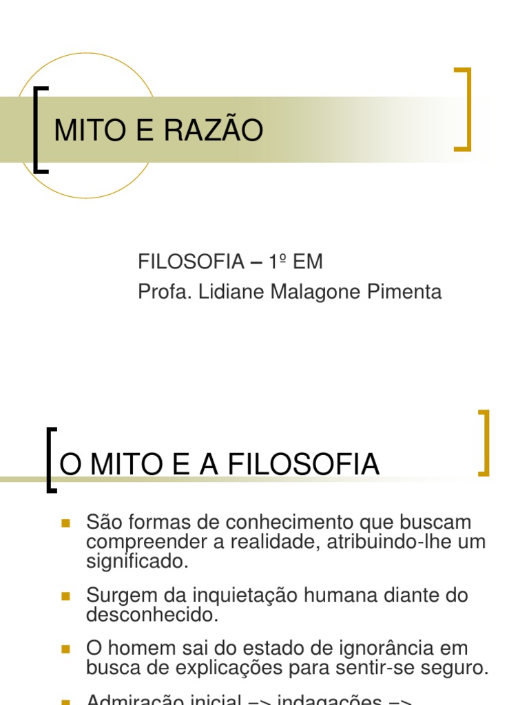 Mito e Razão na Filosofia | PDF | Razão | Humano