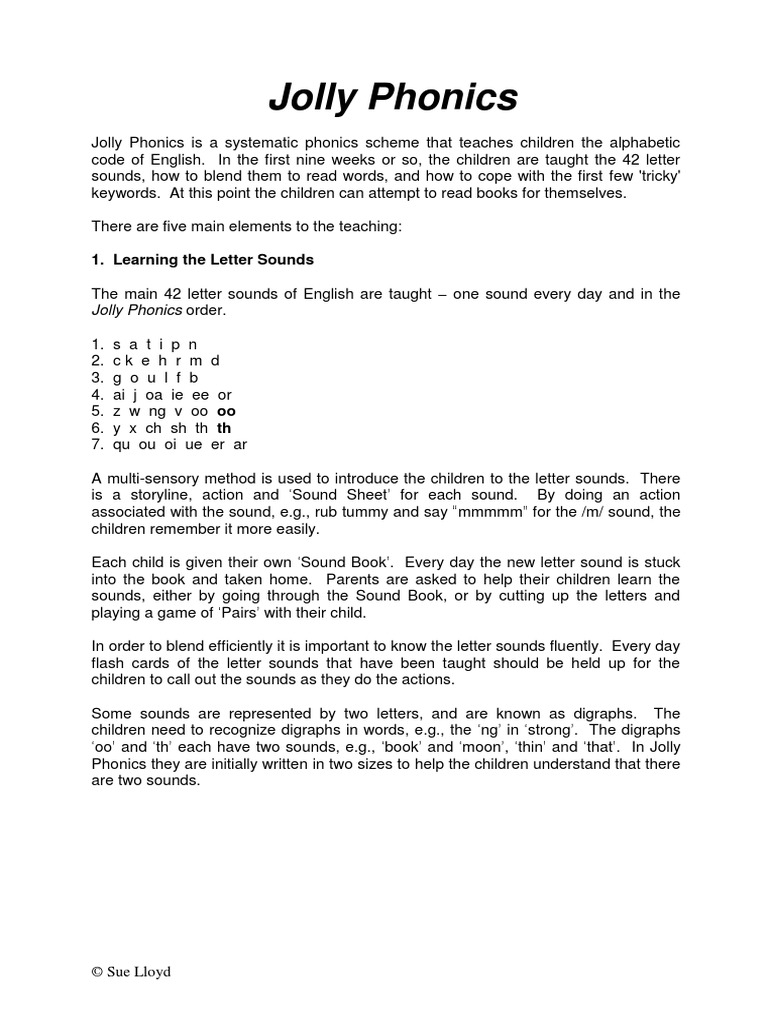 A Jolly Phonics PDF Phonics Reading (Process)