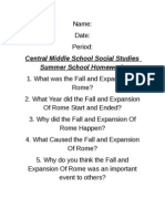 Fall and Expansion of Rome Worksheet - Social Studies Summer School