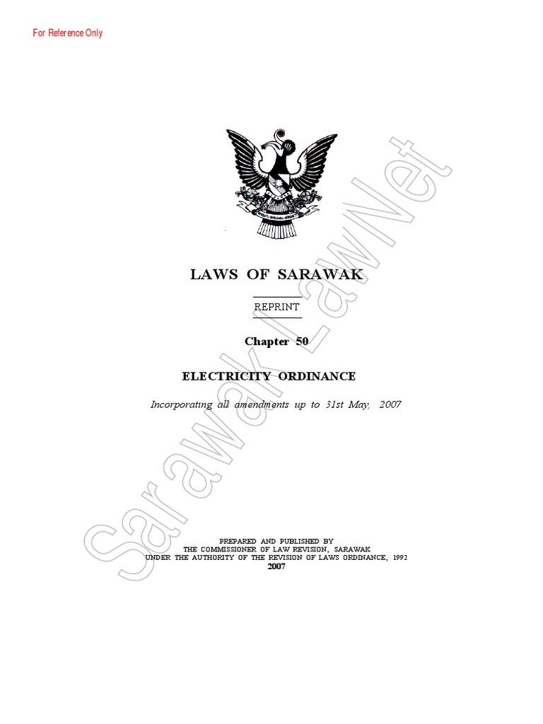 Law of Sarawak Electricity Ordinance License Electric Power