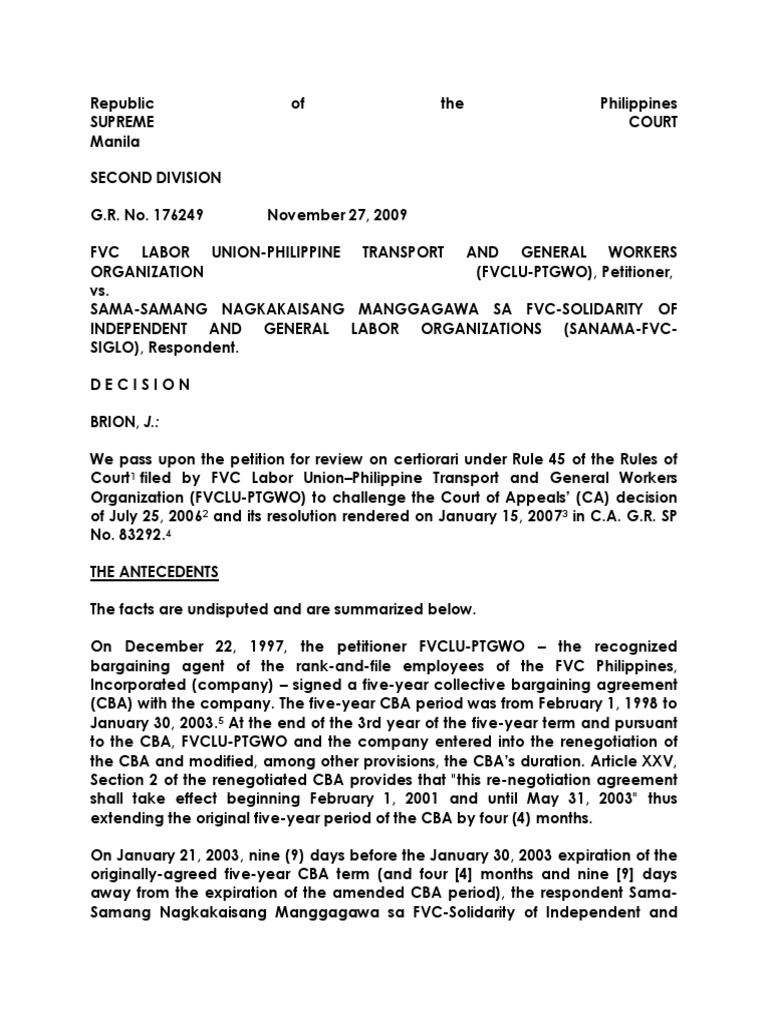 Collective Bargaining Agreement Cases PDF Legitimacy (Family Law