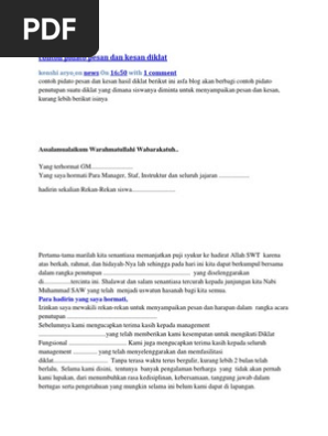 Contoh Pidato Pesan Dan Kesan Diklat Pdf