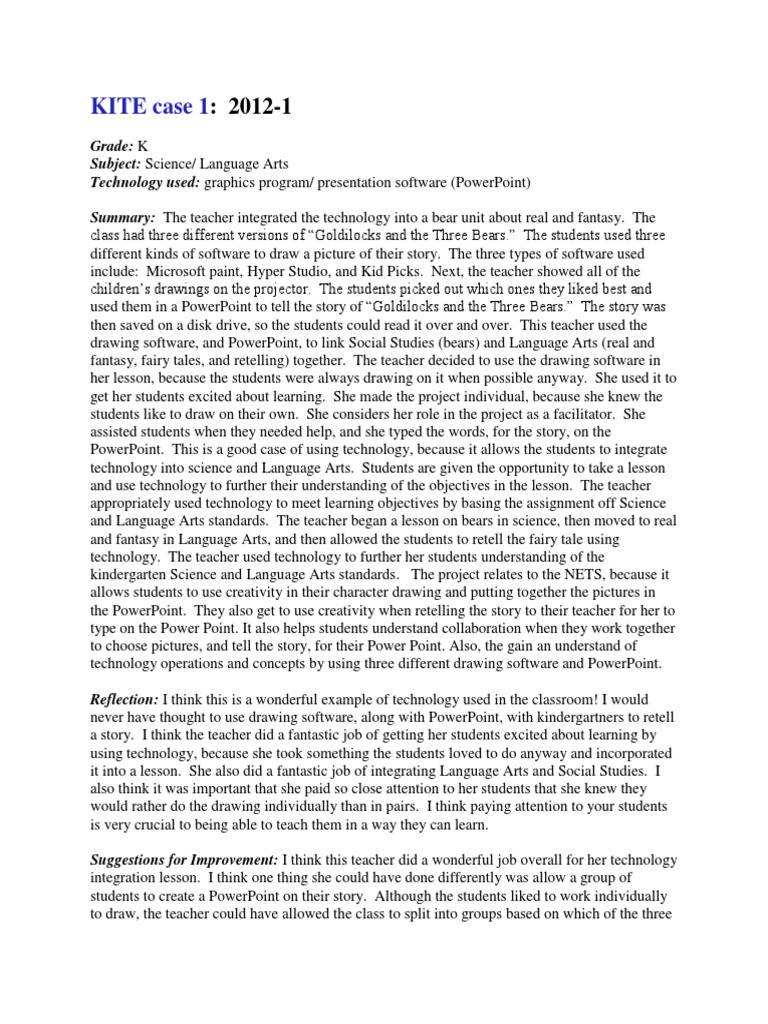 Ed 410 Kite Cases PDF Microsoft Power Point Teachers