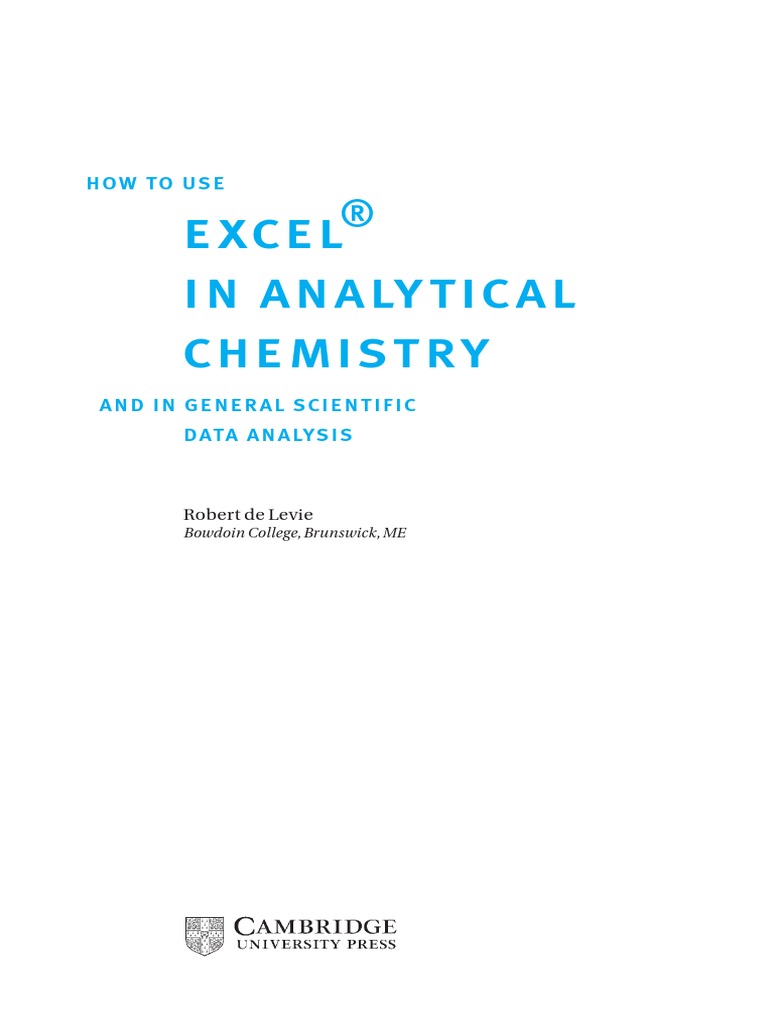 Excel for Analytical Chemistry Spreadsheet Microsoft Excel