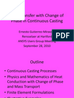 Heat Transfer With Change of Phase in Continuous Casting