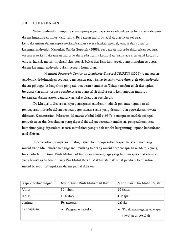 definisi pencapaian akademik pelajar