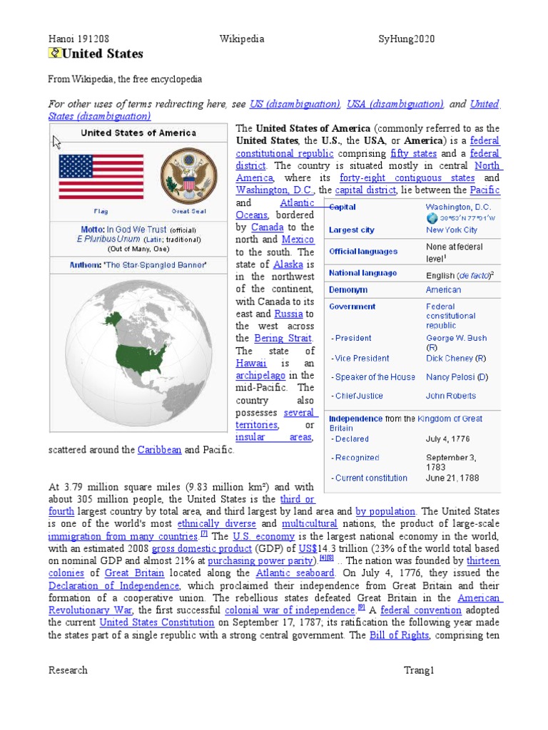 Overview of the United States History | PDF | U.S. State | The United ...