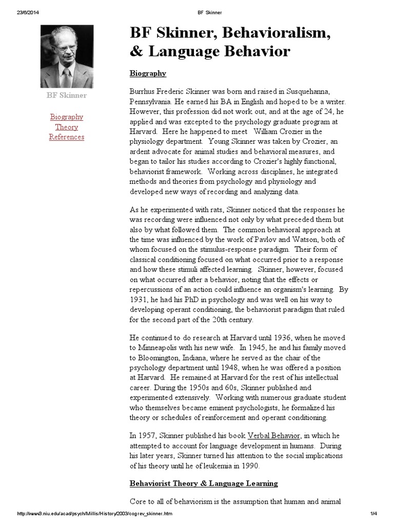 BF Skinner | PDF | Behaviorism | Reinforcement