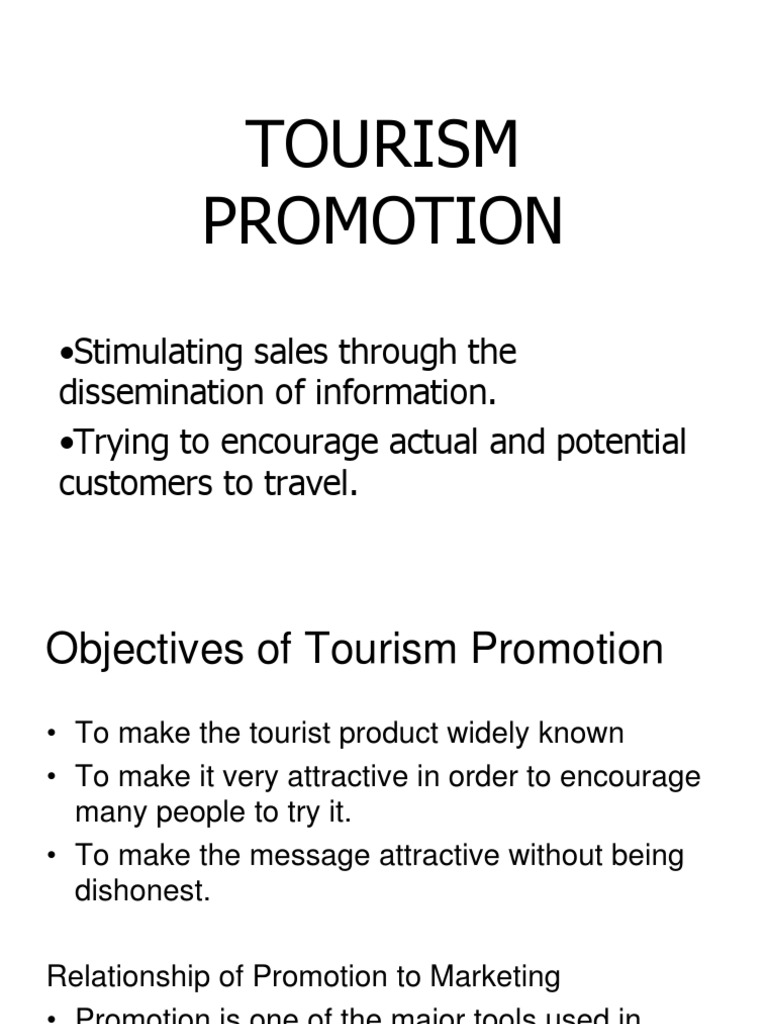 Tourism Promotion PDF Promotion (Marketing) Advertising