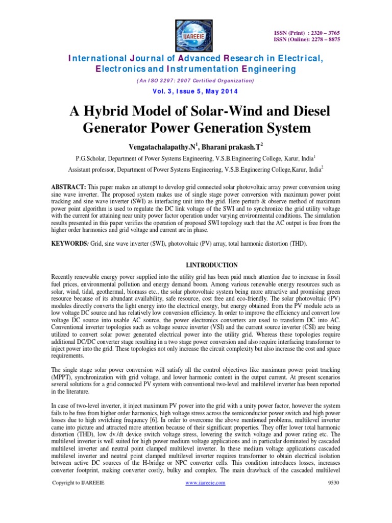 23 A Hybrid Model of Solar Wind | PDF | Power Inverter | Photovoltaic ...