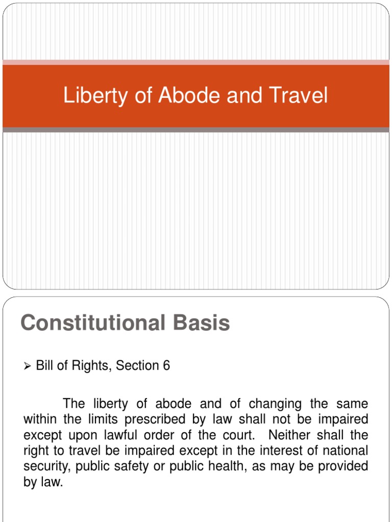 Liberty Of Abode And Travel