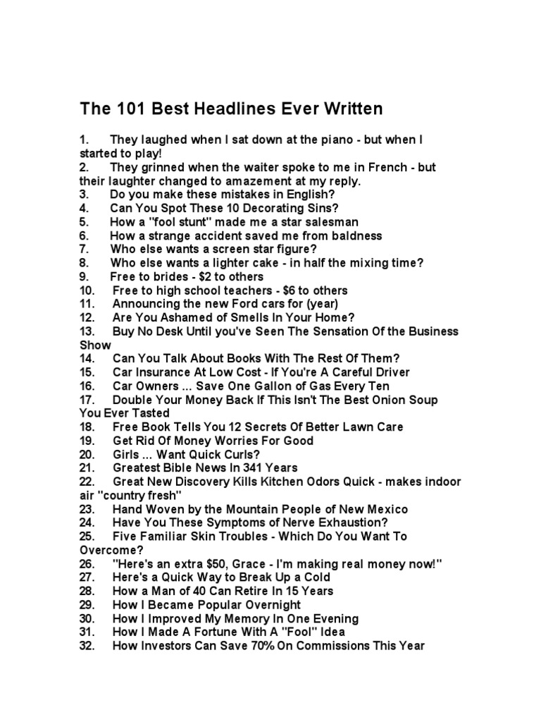 very short news headlines in english 10 lines