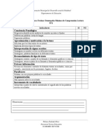 Pauta de Cotejo para Evaluar Desempeno Minimo de Comprension Lectora