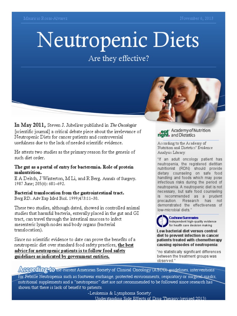 Neutropenic Diets PDF Dietitian Gastrointestinal Tract