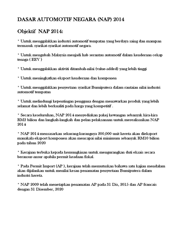 Dasar Automotif Negara 2014 Pdf