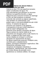 A Importância Da Água Para a Manutenção Da Vida