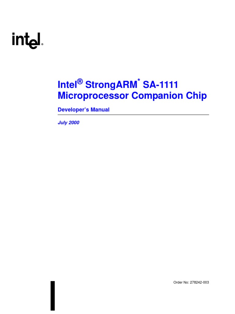Intel Strongarm Sa-1111 Microprocessor Companion Chip: Developer'S ...