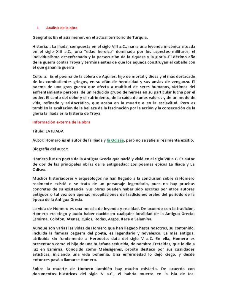 La Ilíada de Homero - Resumen, personajes, análisis y autoría