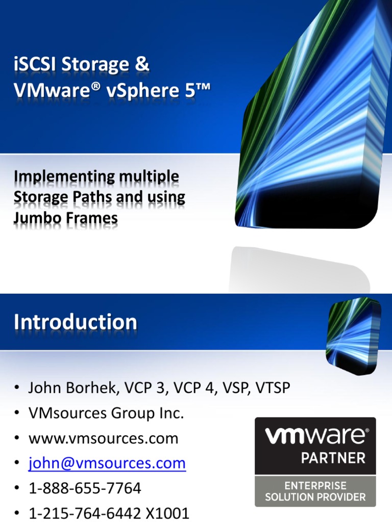 Iscsi Storage & Vmware® Vsphere 5™: Implementing Multiple Storage Paths ...