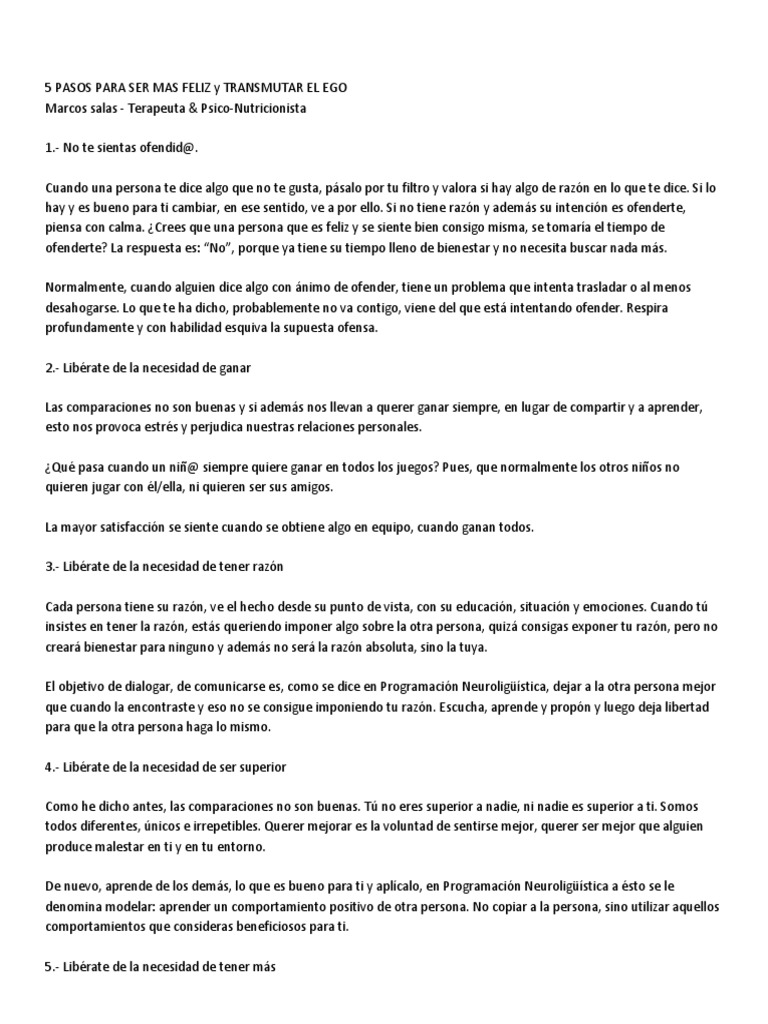 5 Pasos Para Ser Mas Feliz Y Transmutar El Ego Felicidad Y Autoayuda Razon