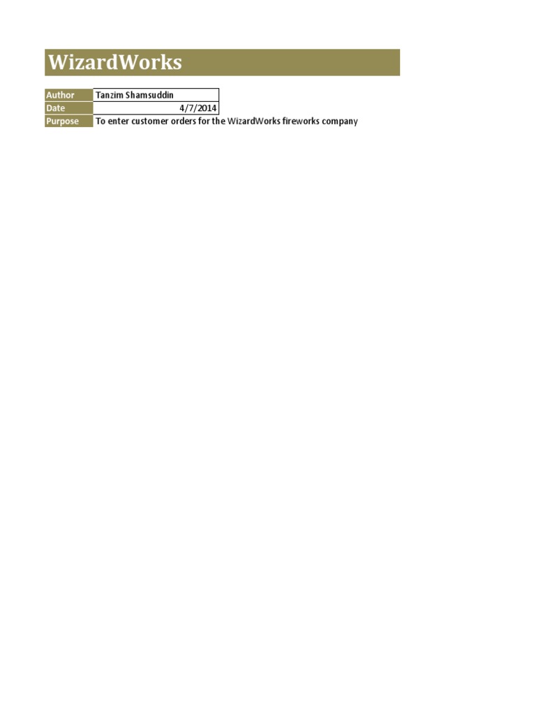 WizardWorks Fireworks Customer Order | PDF