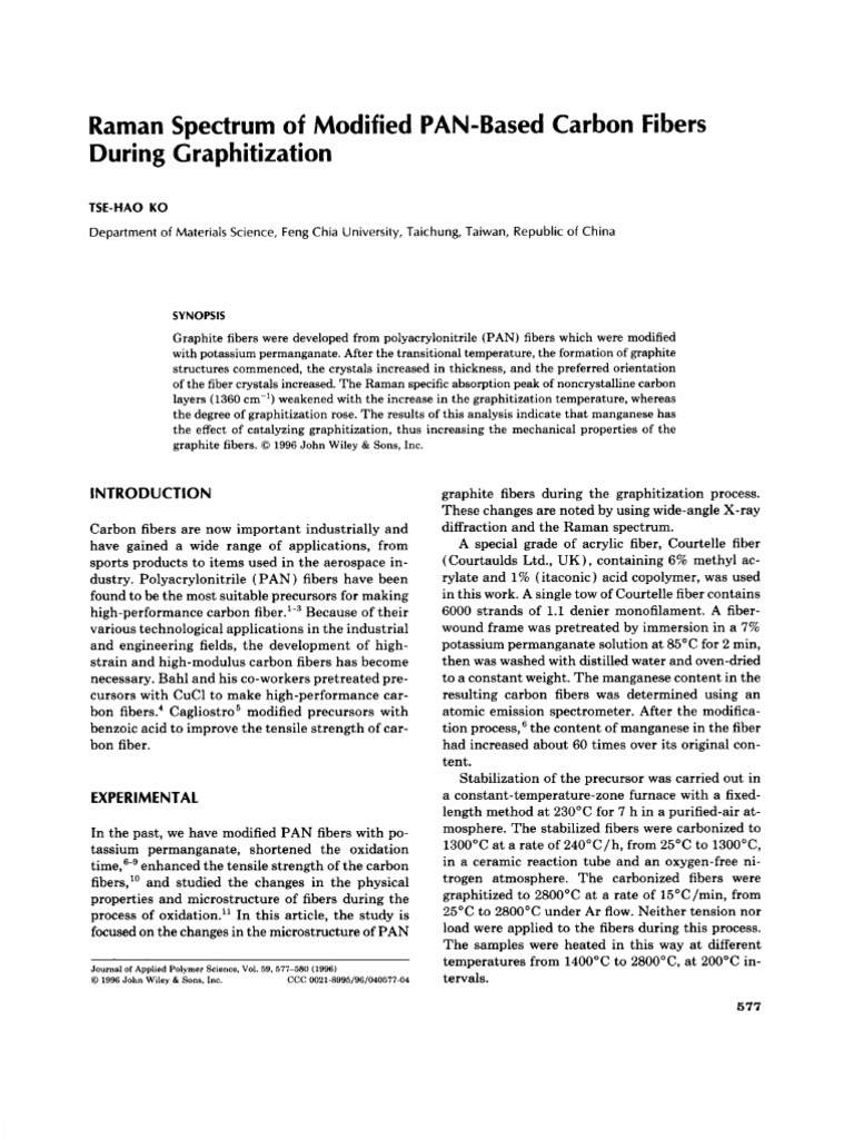 Raman Spectrum of Modified PAN-Based Carbon Fibers During ...