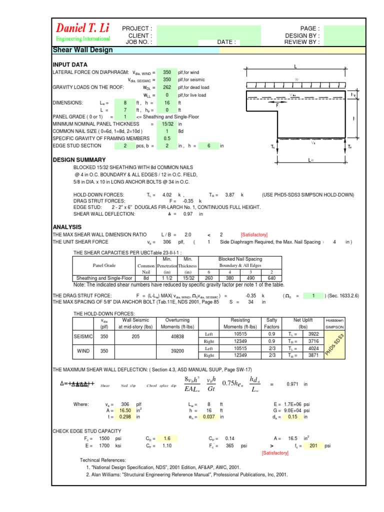Shear Wall Design.xls