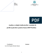 Analiza Evoluției Indicatorilor Contului de Profit Și Pierdere Pentru Banca BNP Paribas